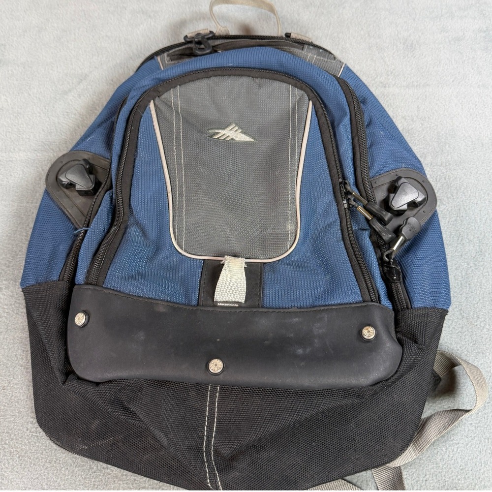 High Sierra Backpack‎ Blue Black Multi Compartment School Hiking Daypack Bag